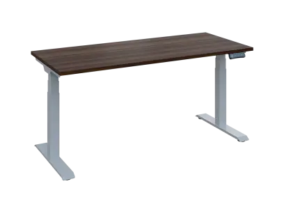 Fleximax 27-16 výškově nastavitelný stůl, kovová podnož stříbrná, deska 25 mm, široký 1600 mm, ořech královský